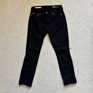 GAP Women’s Distressed Black Jeans (ankle length)